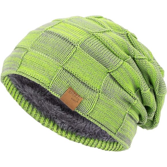 Other - Men’s Yellow Winter Beanies Knit Hats Lined Thick Warm Stocking Cap for Guys